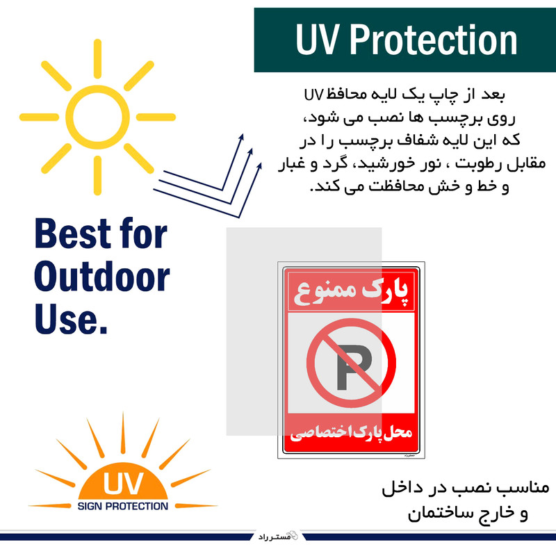 برچسب ایمنی مستر راد طرح پارک ممنوع محل پارک اختصاصی مدل HSE-OSHA-1349
