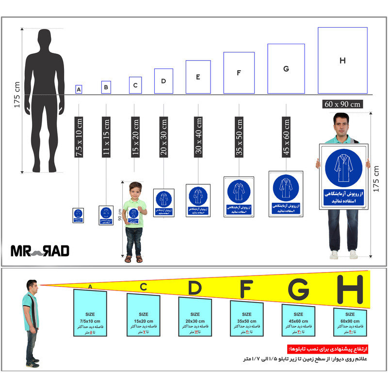 برچسب ایمنی مستر راد طرح از روپوش آزمایشگاهی استفاده نمائید مدل HSE-OSHA-0204
