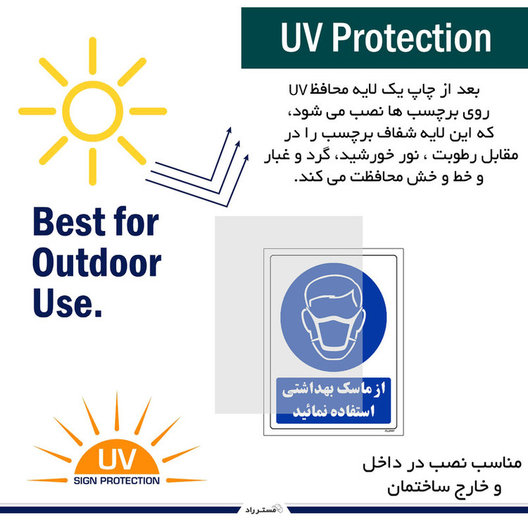 برچسب ایمنی مستر راد طرح از ماسک بهداشتی استفاده نمائید مدل HSE-OSHA-0247