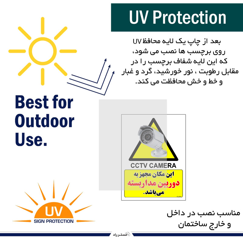 برچسب ایمنی مستر راد طرح این مکان مجهز به دوربین مدار بسته می باشد مدل HSE-OSHA-006