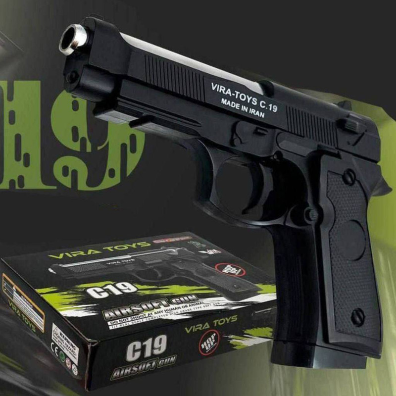 تفنگ بازی ناب سل مدل کلت خشاب خور C19 کد AIRSOFT GUN C19 مناسب برای نوجوانان
