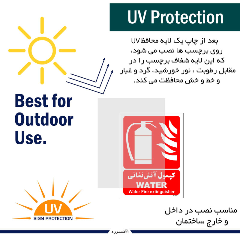 برچسب ایمنی مستر راد طرح کپسول آتش نشانی WATER مدل HSE-OSHA-030