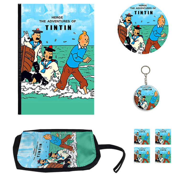 ست لوازم التحریر طرح تنتن مدل Tintin کد 01 بسته 8 عددی