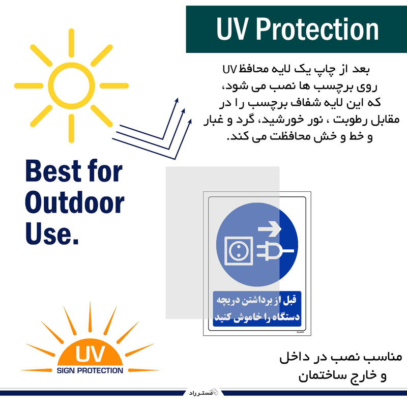 برچسب ایمنی مستر راد طرح قبل از برداشتن دریچه دستگاه را خاموش کنید مدل HSE-OSHA-0181