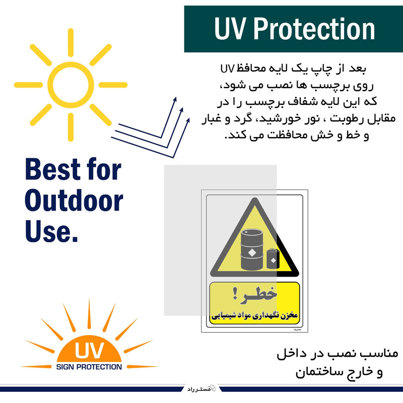 برچسب ایمنی مستر راد طرح خطر مخزن نگهداری مواد شیمیایی مدل HSE-OSHA-060