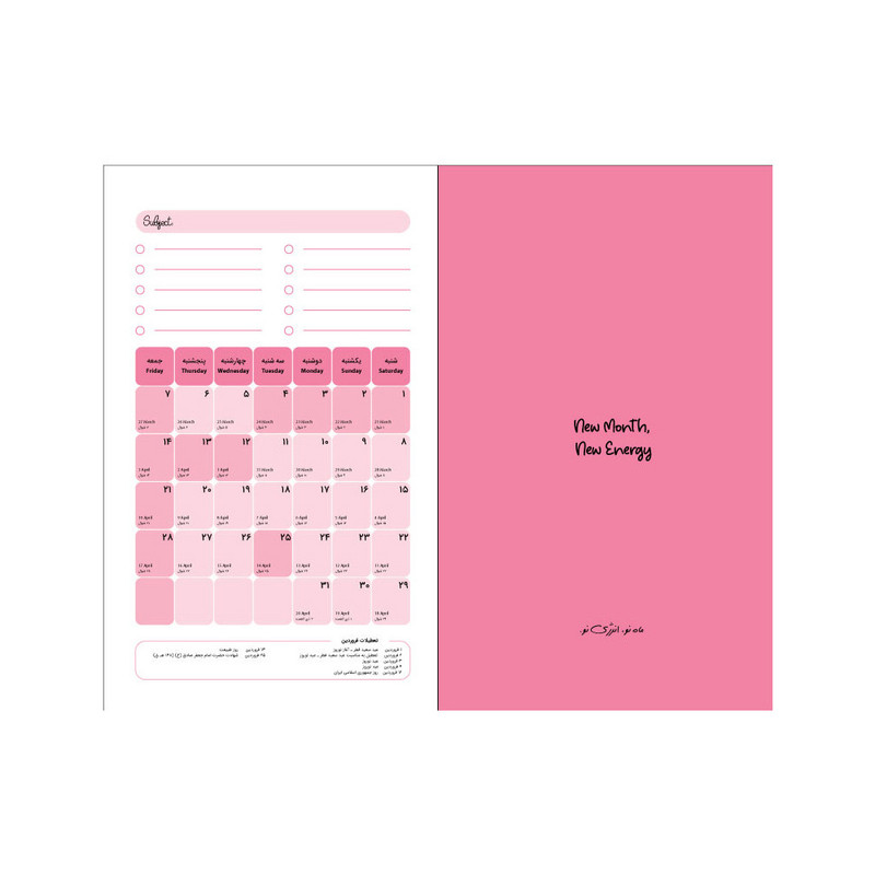 سررسید رقعی سال 1405 پاپکو مدل مدل پلنر کد Planner2-71936