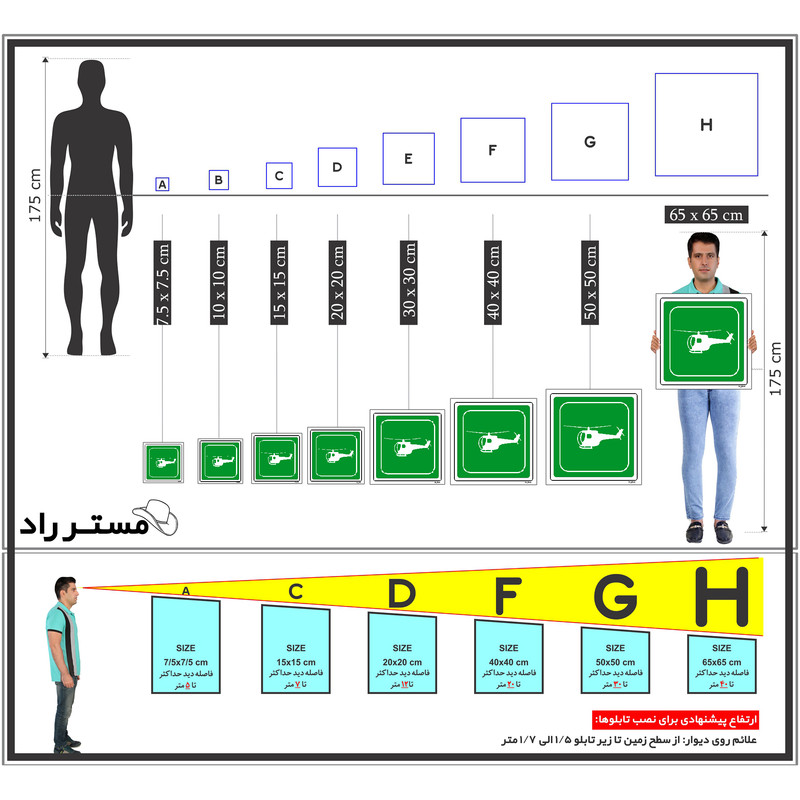 برچسب ایمنی مستر راد طرح محل فرود هلیکوپتر امداد مدل HSE-OSHA-115