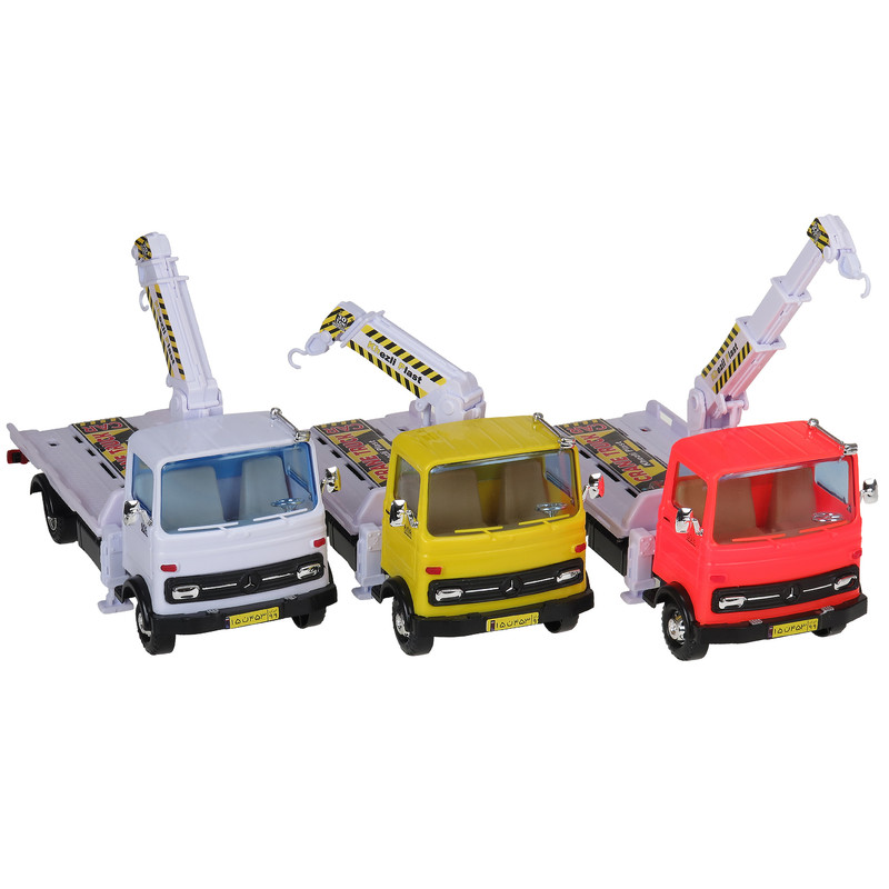 ماشین بازی جرثقیل مدل Tow Truck با بدنه پلاستیکی، 6 چرخ و حرکت دستی
