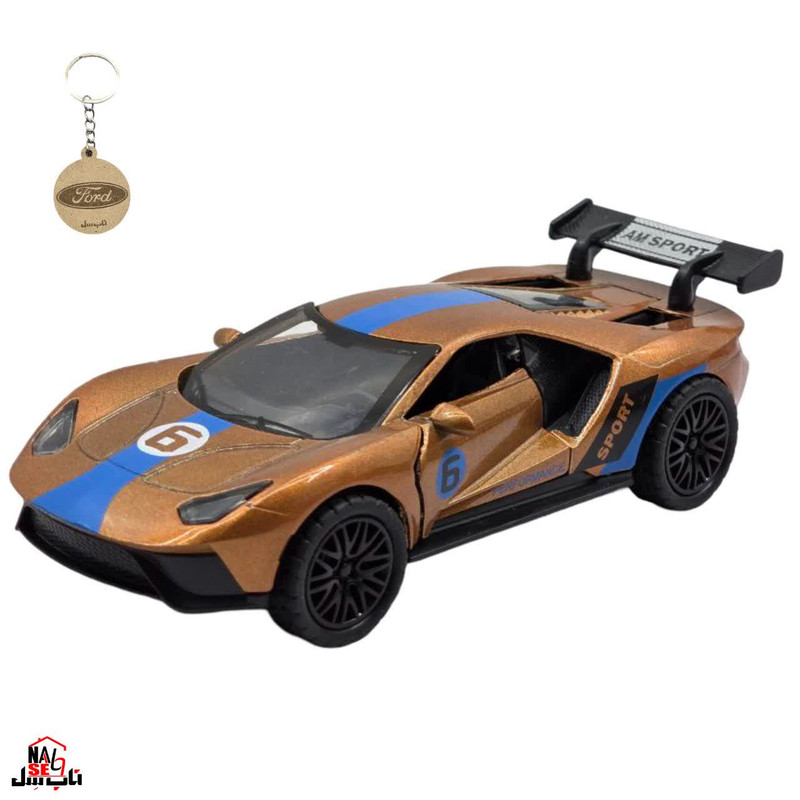 ماکت ماشین ناب سل مدل فورد جی تی رالی اسپرت فلزی موزیکال چراغدار FORD GT به همراه جاسوییچی