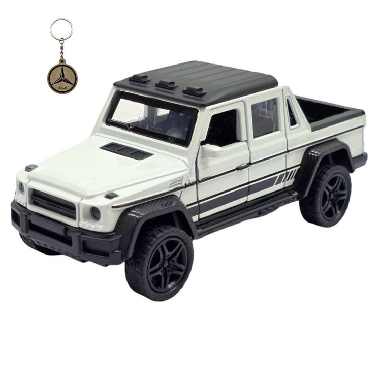 ماکت ماشین فلزی وانت بنز جی کلاس ناب سل مدل MERCEDES BENZ G-CLASS عقبکش، چراغدار و موزیکال با در و صندوق بازشو بههمراه جاسوییچی