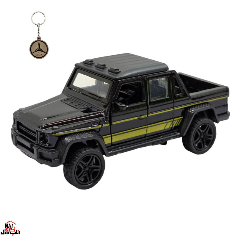 ماکت ماشین فلزی وانت بنز جی کلاس ناب سل مدل MERCEDES BENZ G-CLASS عقبکش، چراغدار و موزیکال با در و صندوق بازشو بههمراه جاسوییچی