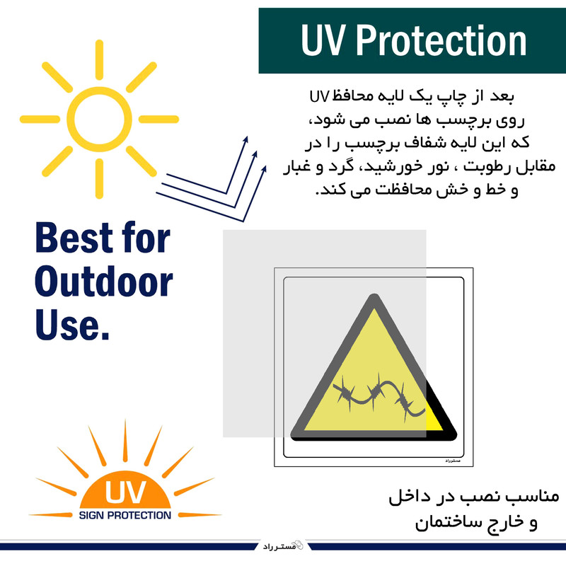 برچسب ایمنی مستر راد طرح خطر سیم خاردار مدل HSE-OSHA-035