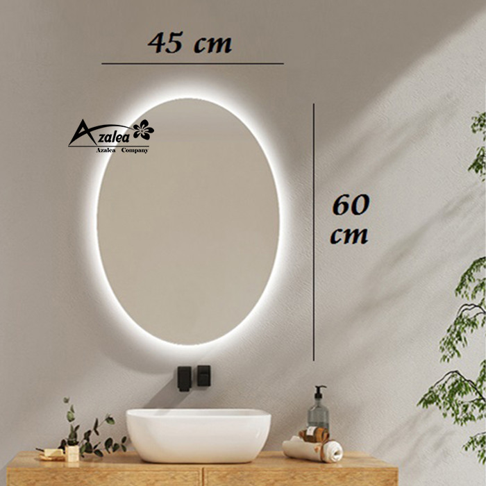 آینه سرویس بهداشتی آزالیا مدل بکلایت بیضی کد T4560 سایز 60*45 سانتی متر