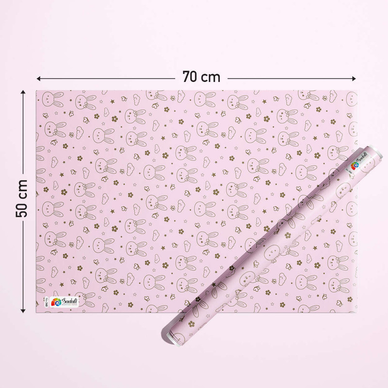 کاغذ کادو صدفی طرح خرگوش سایز 50*70 سانتی متر بسته 2 عددی