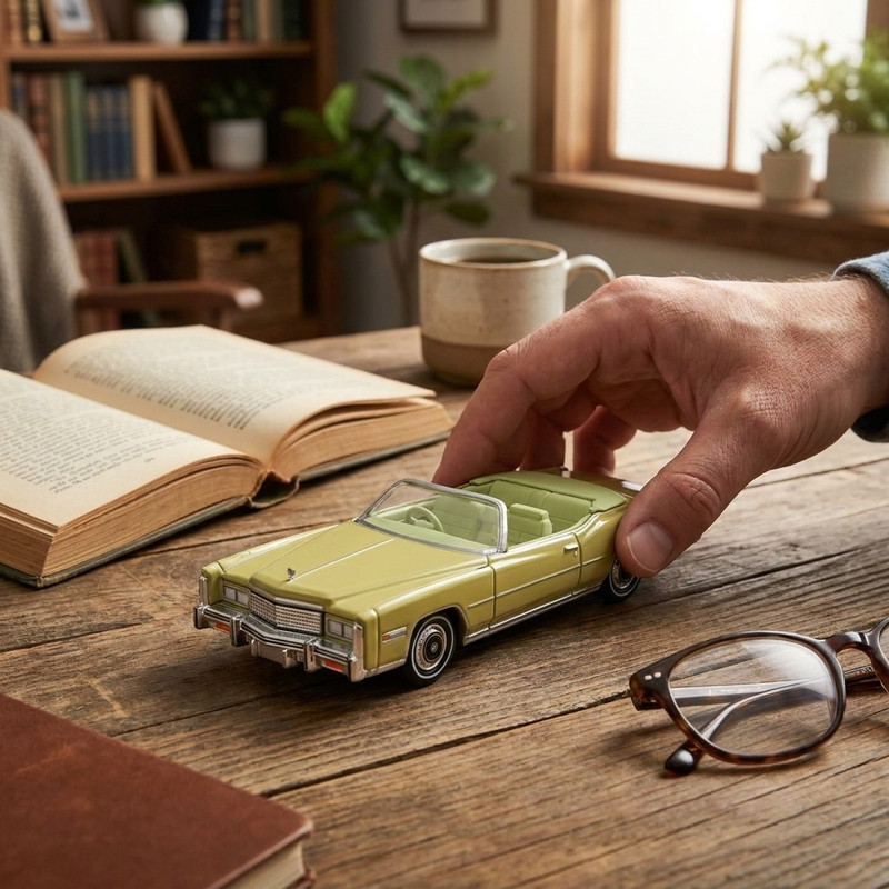 ماکت ماشین فلزی کلکسیونی کلاسیک گرینلایت مدل Cadillac Eldorado Convertible 1975 Showroom Floor با چرخهای لاستیکی و نسخه Limited Edition