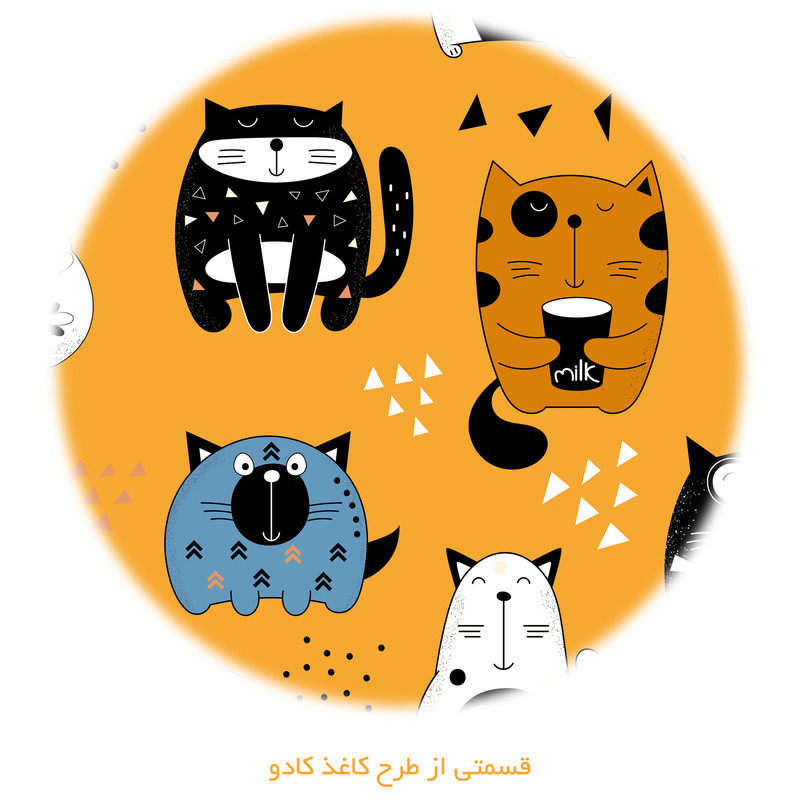 کاغذ کادو طرح گربه کد 145 بسته پنج عددی