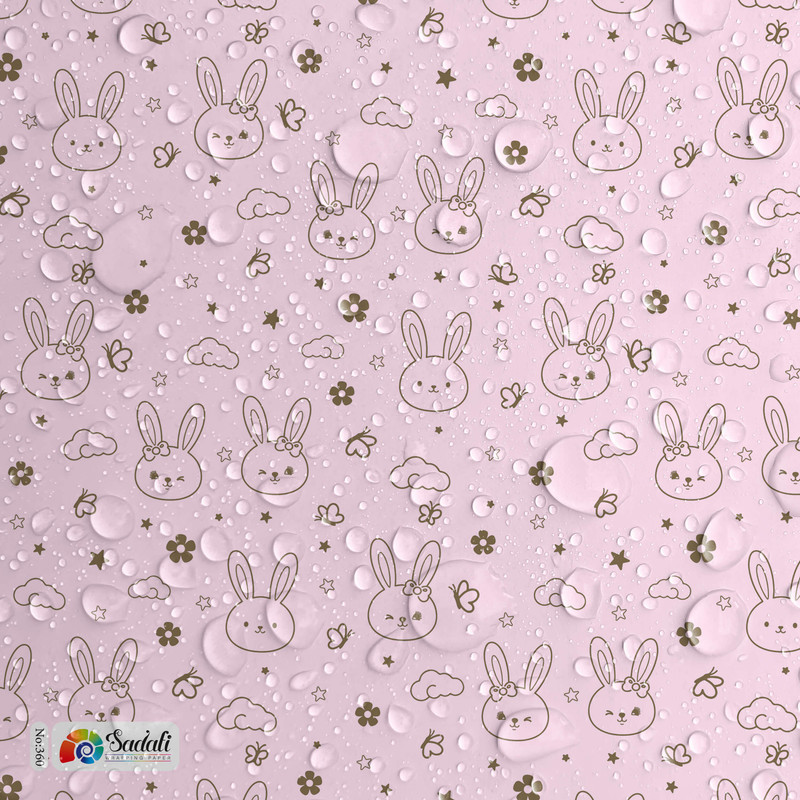 کاغذ کادو صدفی طرح خرگوش سایز 50*70 سانتی متر بسته 50 عددی