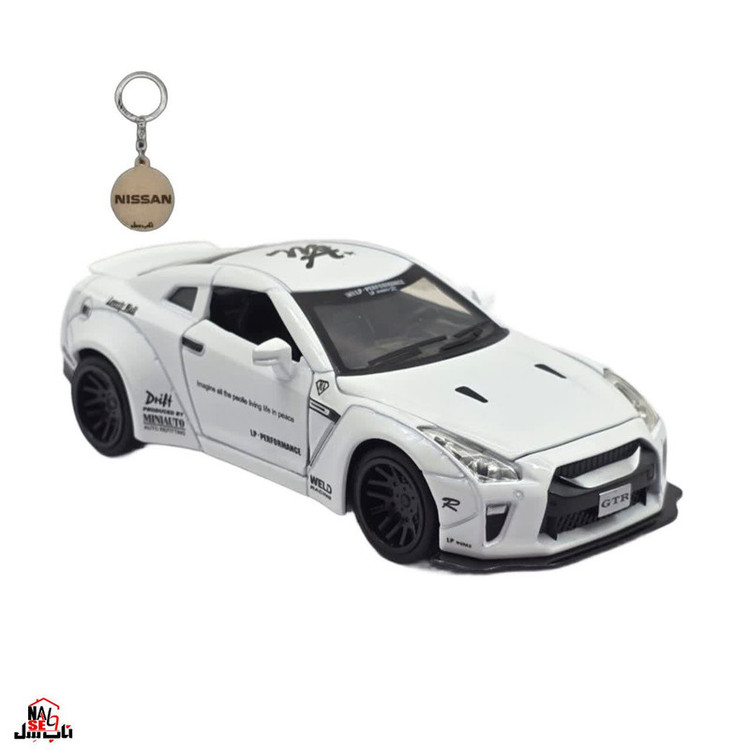 ماکت ماشین ناب سل مدل نیسان جی تی آر فلزی موزیکال چراغدار اسپرت NISSAN GTR SPORT به همراه جاسوییچی