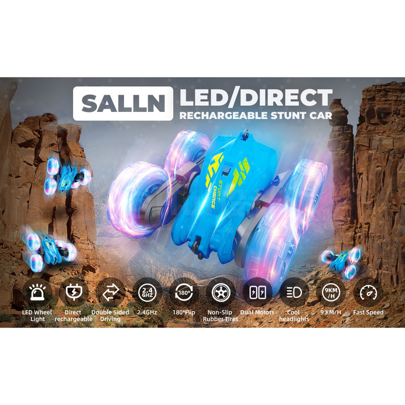 ماشین کنترلی دوطرفه آفرود طرح اکروباتیک با چراغ LED، چرخش 360 درجه و کنترل 2.4 گیگاهرتز مدل TRICK STORM