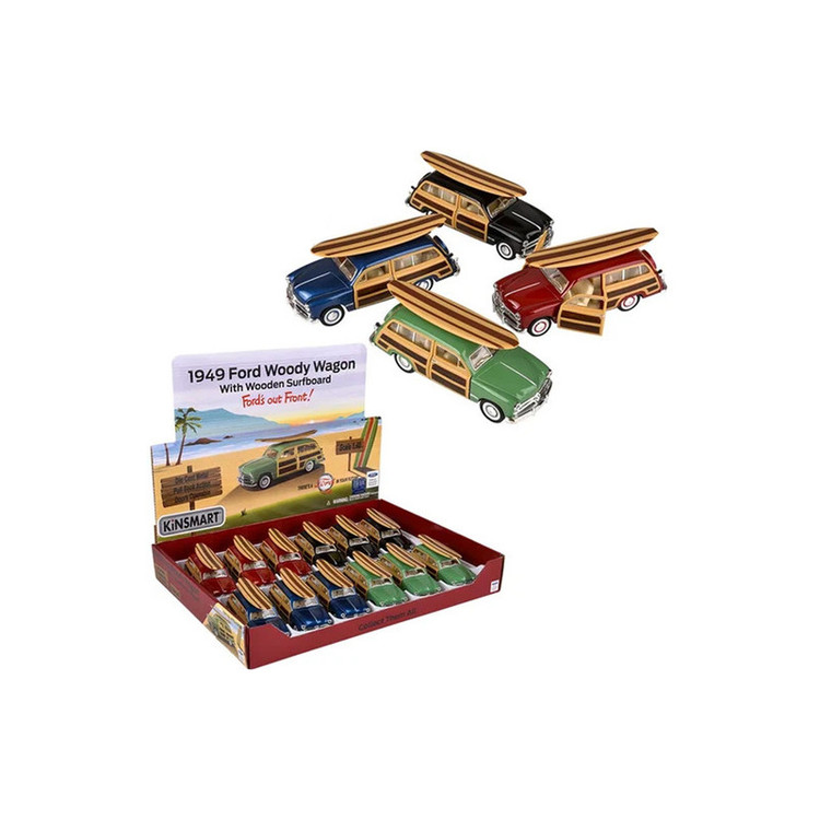 ماکت ماشین تزئینی کینزمارت فورد WOODY WAGON 1949 مدل 367 با بدنه فلزی و پلاستیکی، درهای بازشو از بغل و 4 چرخ متحرک