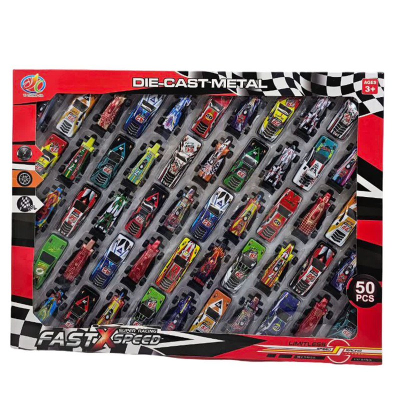 کیت ماشین بازی ناب سل مدل فلزی اسپرت رالی 50 عددی FAST SPEED SUPER RACING 50 PCS