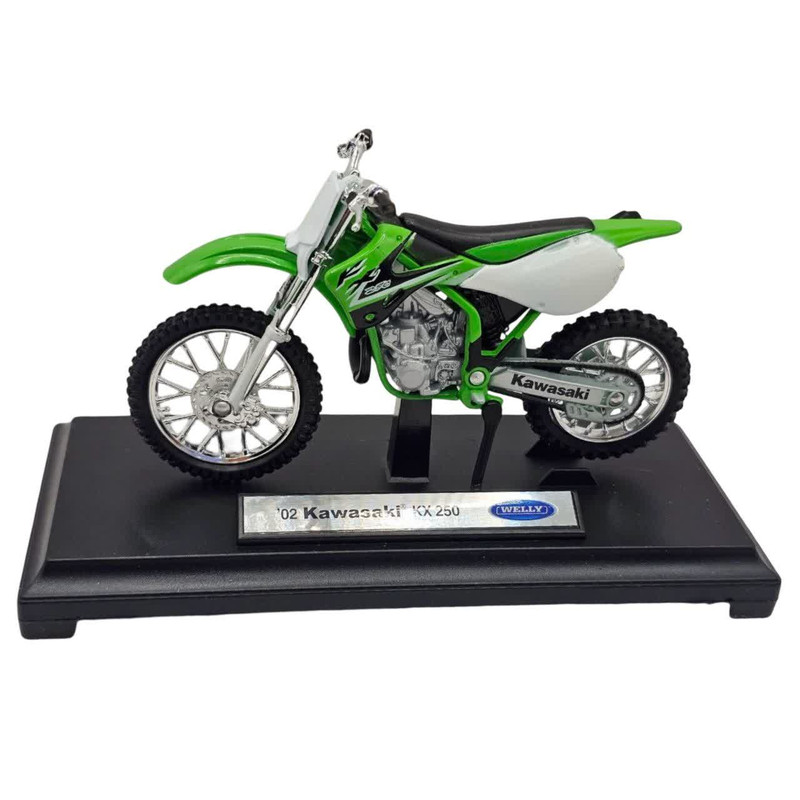 ماکت موتور بازی ناب سل مدل کاوازاکی ولی فلزی اسپرت کد KAWASAKI KX250 NAAB001 با قابلیت جک، چرخ و فرمان متحرک