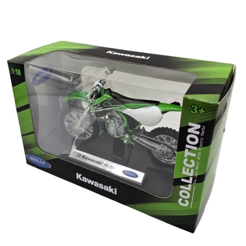 ماکت موتور بازی ناب سل مدل کاوازاکی ولی فلزی اسپرت کد KAWASAKI KX250 NAAB001 با قابلیت جک، چرخ و فرمان متحرک