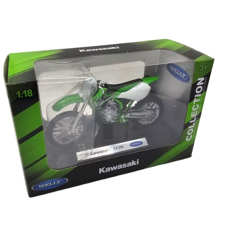 ماکت موتور بازی ناب سل مدل کاوازاکی ولی فلزی اسپرت کد KAWASAKI KX250 NAAB001 با قابلیت جک، چرخ و فرمان متحرک