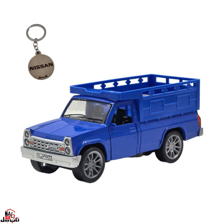 ماشین بازی غیرکنترلی ناب سل مدل NISSAN طرح وانت فانتزی، دودزا، چراغدار و موزیکال فلزی به همراه جاسوییچی
