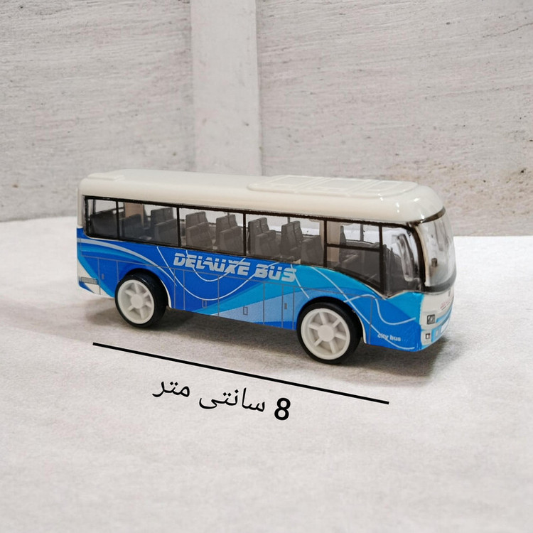 ماشین بازی مدل اتوبوس عقبکش فلزی مجموعه 5 عددی