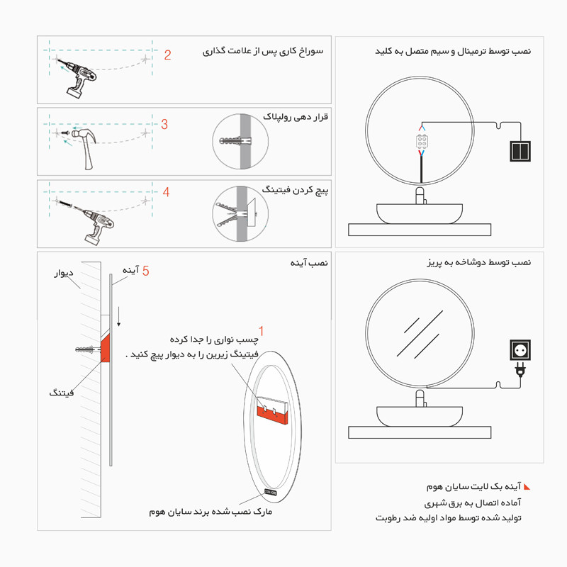 آینه سرویس بهداشتی سایان هوم مدل Drift
