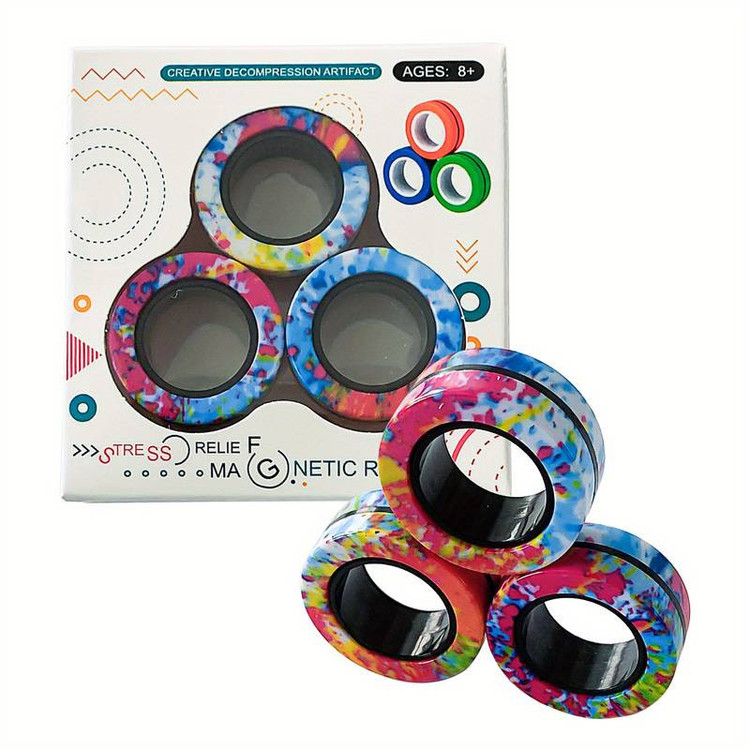فیجت ضد استرس ریلایف مدل 200 Magnetic Ring طرح حلقه های مغناطیسی بسته ۳ عددی