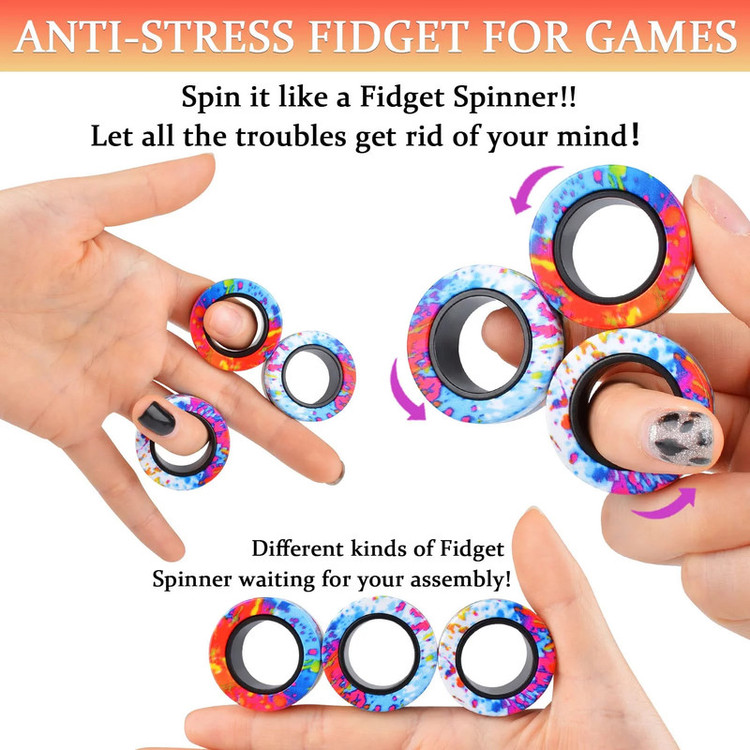 فیجت ضد استرس ریلایف مدل 200 Magnetic Ring طرح حلقه های مغناطیسی بسته ۳ عددی