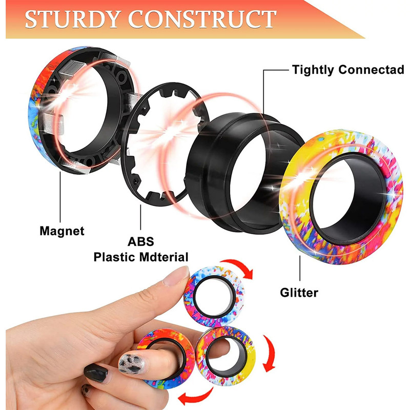فیجت ضد استرس ریلایف مدل 200 Magnetic Ring طرح حلقه های مغناطیسی بسته ۳ عددی